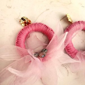 New handmade earrings floral pastel gold plated crystals